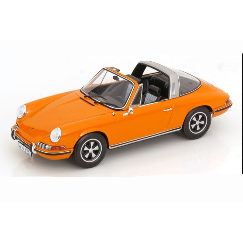 Norev 1970 Porsche 911 T 2.2 Targa w/ Removable Top Signal Orange 1:18