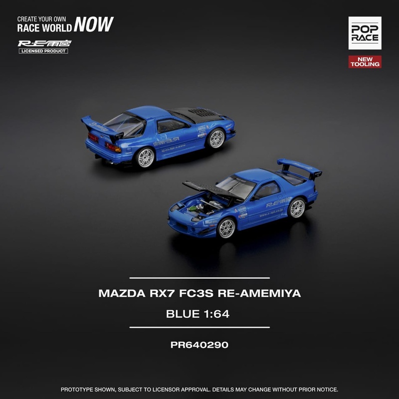[ETA:  Nov 2025 ] Pop Race 1/64 RX-7 FC3S RE Amemiya Modified Blue (PR640290)