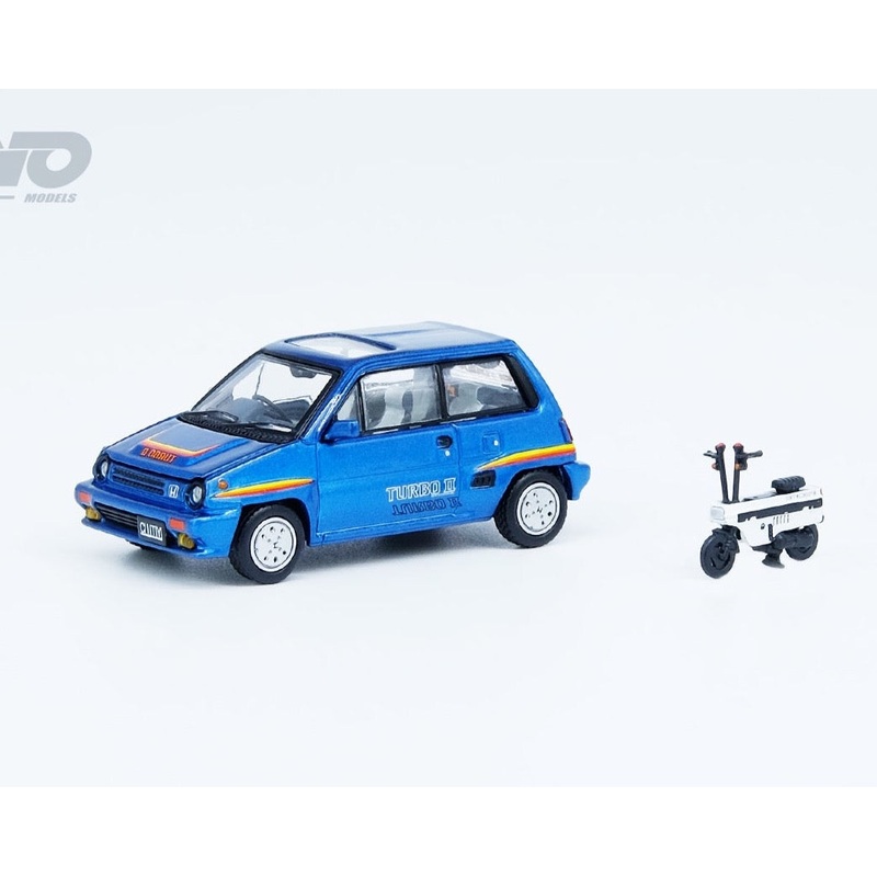 Inno64 1:64 HONDA CITY TURBO II Blue With MOTOCOMPO