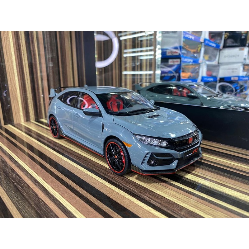 1/18 Diecast Honda Civic Type R 2021 Grey  LCD Scale Model Car