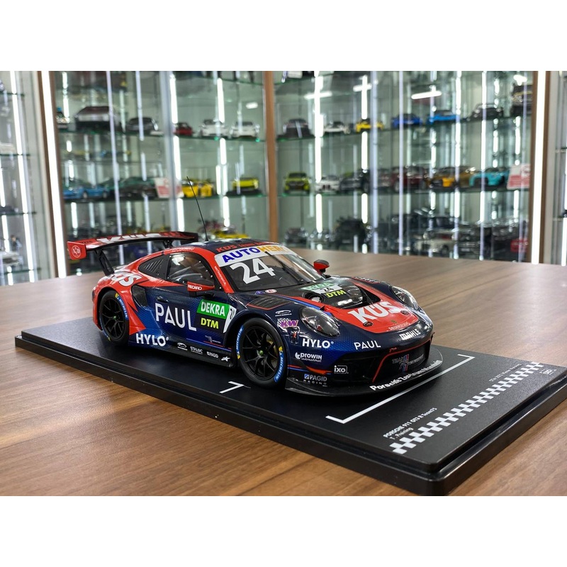 1/18 Diecast ixo Models PORSCHE 911 GT3 R Team75 T. Preining DTM 2022 Winner Norisring Racing blue / Red