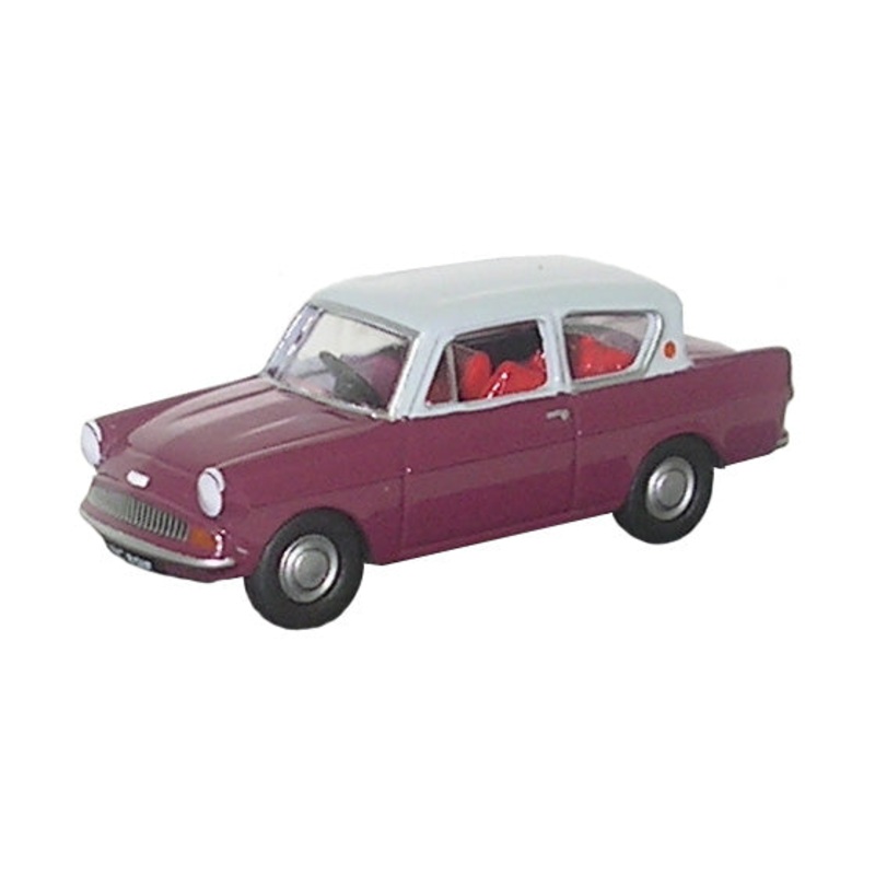Anglia Car Maroon - Grey Roof - 1:76 Scale