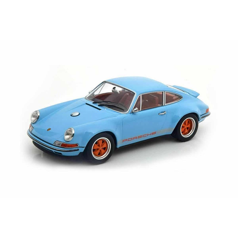 KK Scale 2014 Rendition Porsche 911 by Singer Coupe Gulf Blue w/ Orange Wheels 1:18