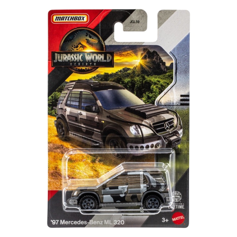 Matchbox Jurassic World Rebirth 97 Mercedes-Benz ML 320 Imported Mainline Card Art 1:64 Scale
