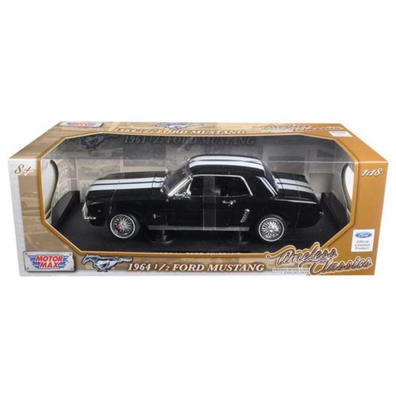 1964 1-2 Ford Mustang Hard Top Black with White Stripes 1-18  by Motormax