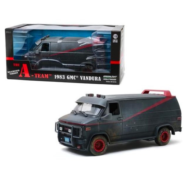1983 GMC Vandura Black Weathered Version with Bullet Holes The A-Team (1983-1987) TV Series 1-18 Diecast Model Car by Greenlight