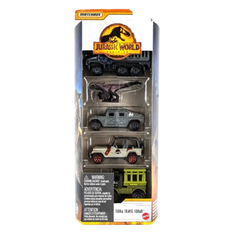 Matchbox Pre-Owned Jurassic World Dominion Terra Travel Squad Pack of 5