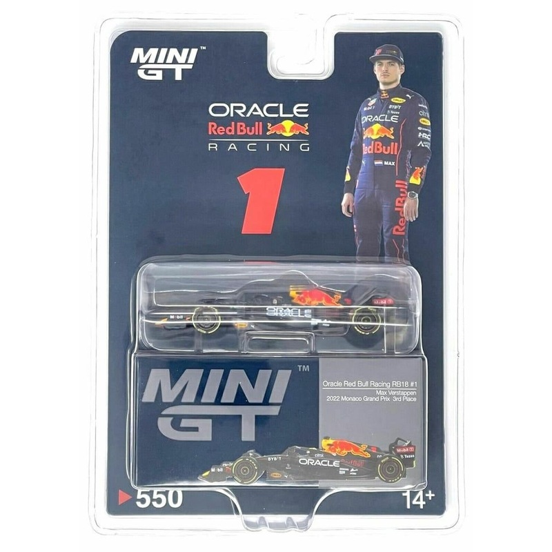 Mini GT Oracle red Bull rb18 max verstappen 2022 Monaco grab prix 3rd place