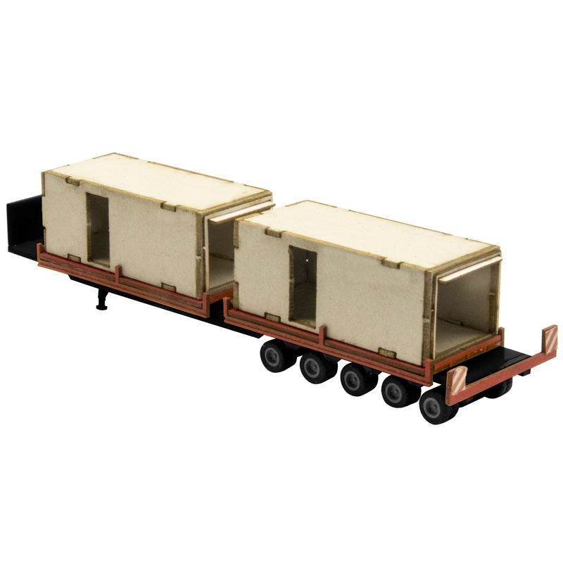 Low loader truck - heavy load transport prefabricated garages long - black
