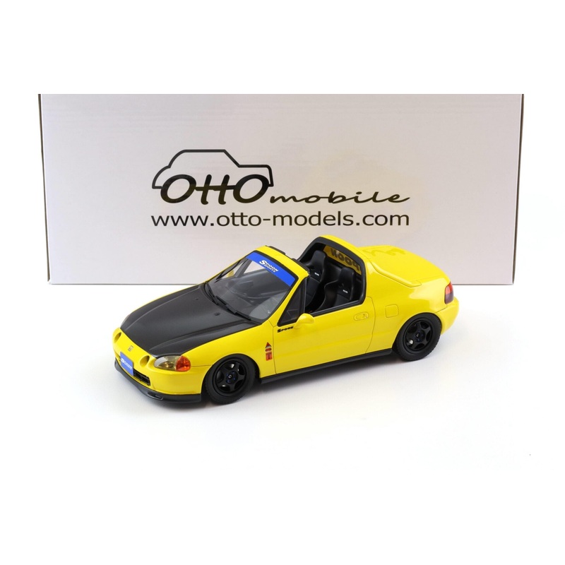 Otto 1996 Honda Del Sol Spoon Phoenix Yellow w/ Black Hood 1:18