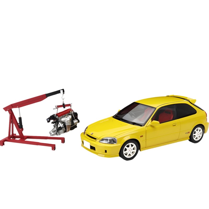 Motorhelix 1999 Honda Civic EK9 Hatchback Sunlight Yellow w/ B16 Engine 1:18 LIMITED