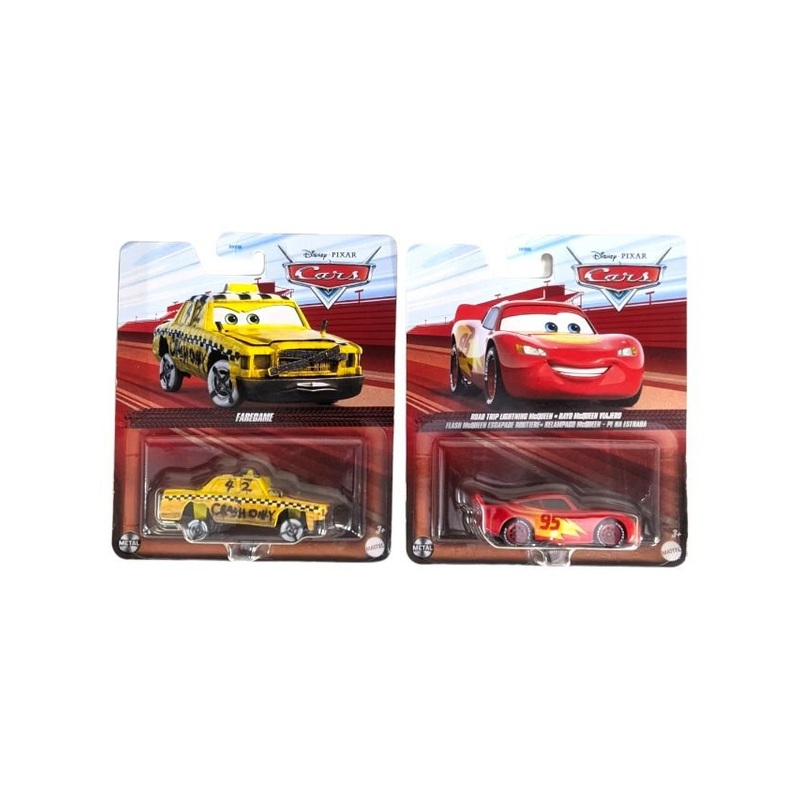 Disney Pixar Cars Faregame & Road Trip Lightning Mc Queen Set Of 2