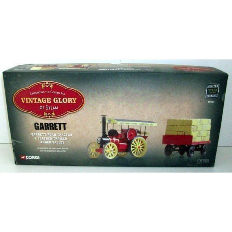 CORGI 1/50 - 80307 GARRETT ROAD TRACTOR & FLATBED TRAILER - ANKER VALLEY