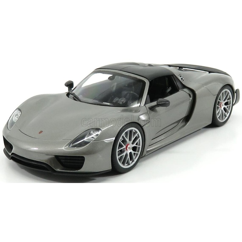 Welly 2015 Porsche 918 Spyder Hardtop (Closed) w/ Carbon Roof Grey Metallic 1:18