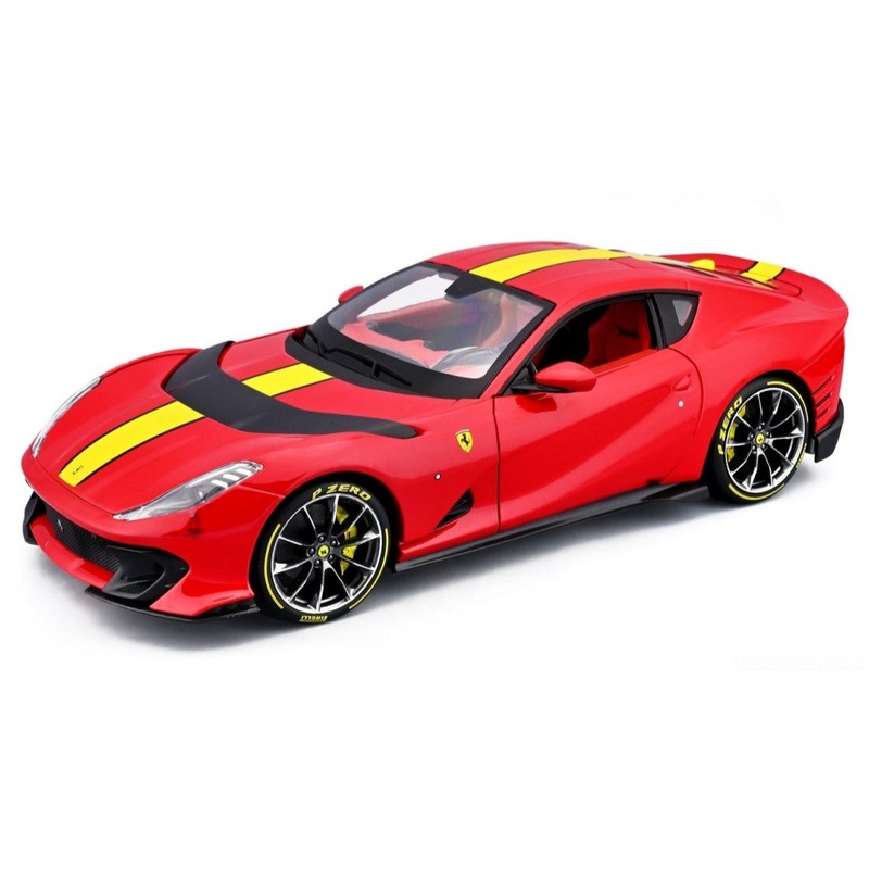 Bburago 2021 Ferrari 812 Competizione Rosso Corsa Red w/ Yellow Stripe 1:18