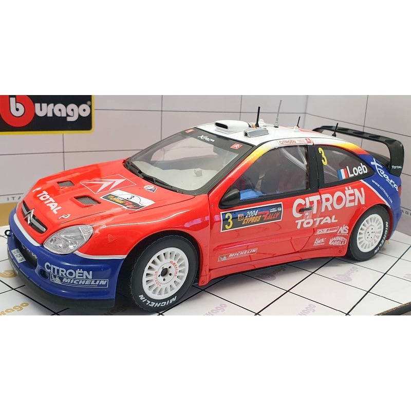 Burago 1/18 Scale Diecast 39044 - Citroen Xsara WRC #3 2004 Cyprus S.Loeb