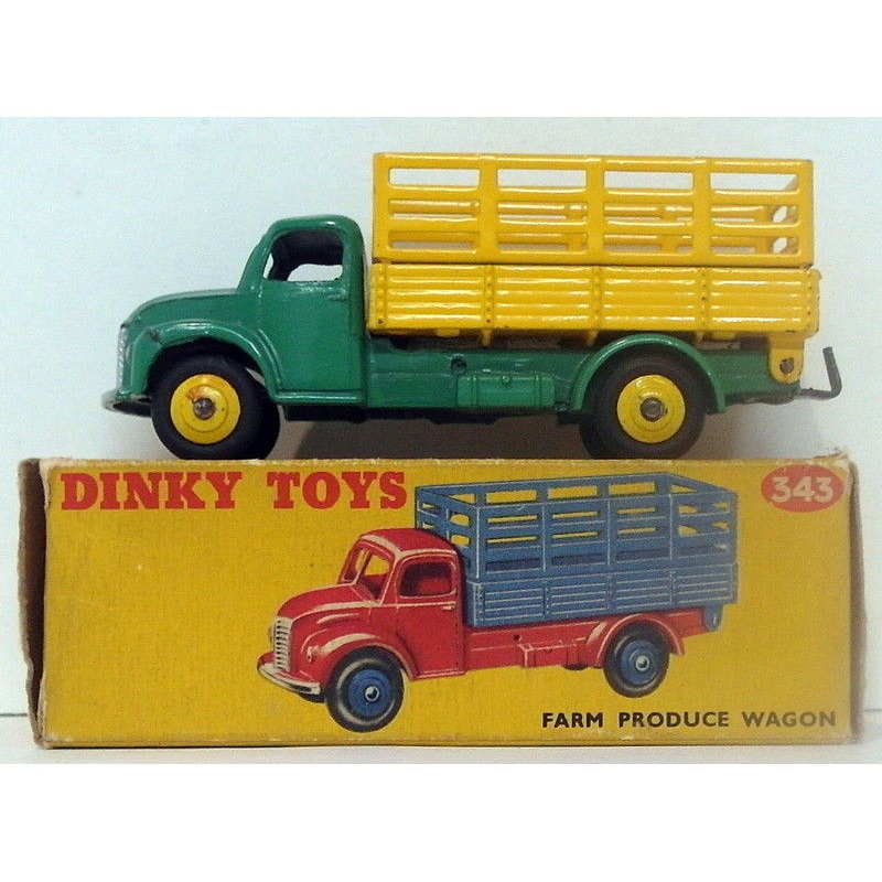 Vintage Dinky 343 - Farm Produce Wagon - Green Yellow