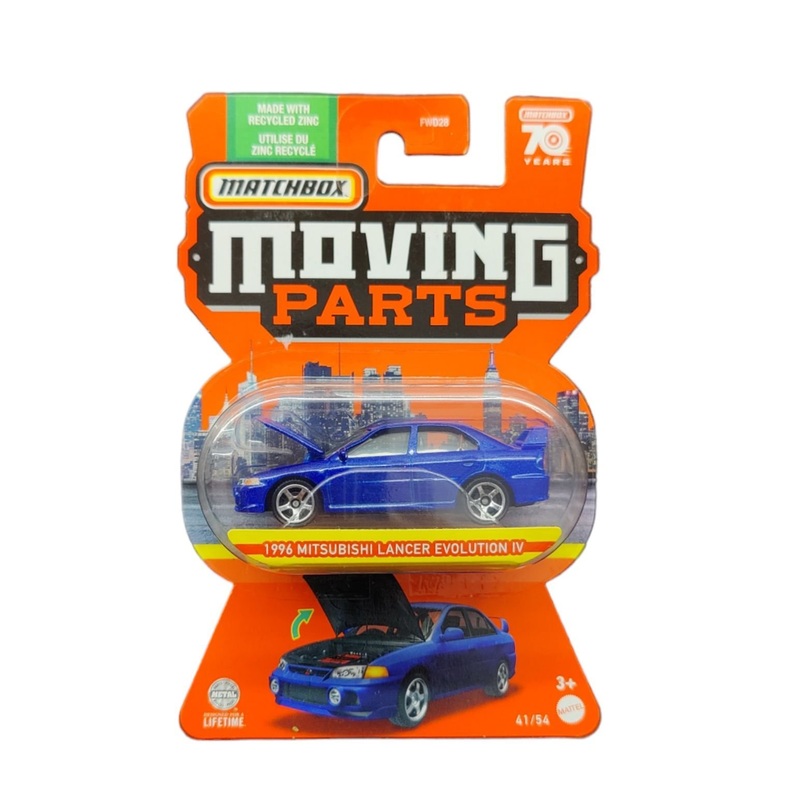 Matchbox Pre-Owned Moving Parts 70 Years Anniversary 1966 Mitsubishi Lancer Evolution IV Mainline 1:64 Scale