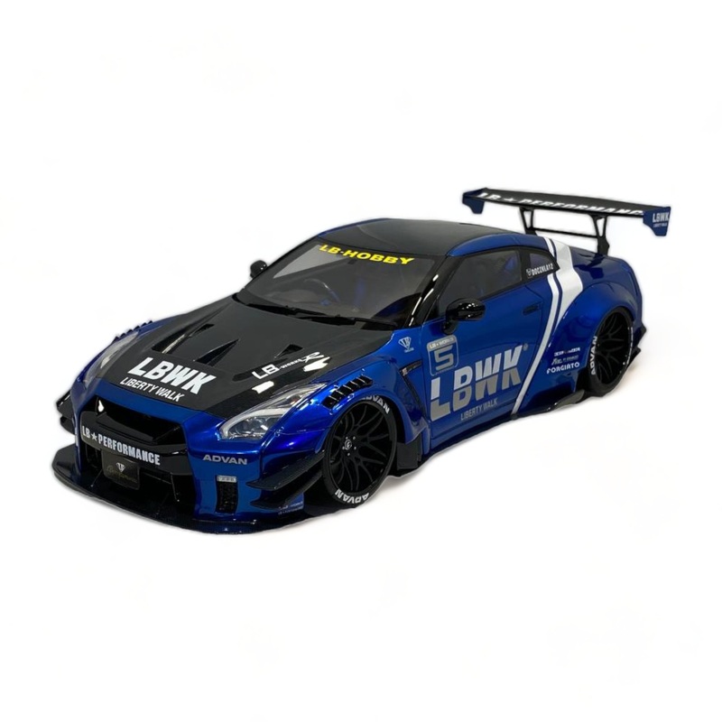 Nissan GT-R R35 LBWK LB*Performance Chrome Blue/Carbon by Onemodel 1/18