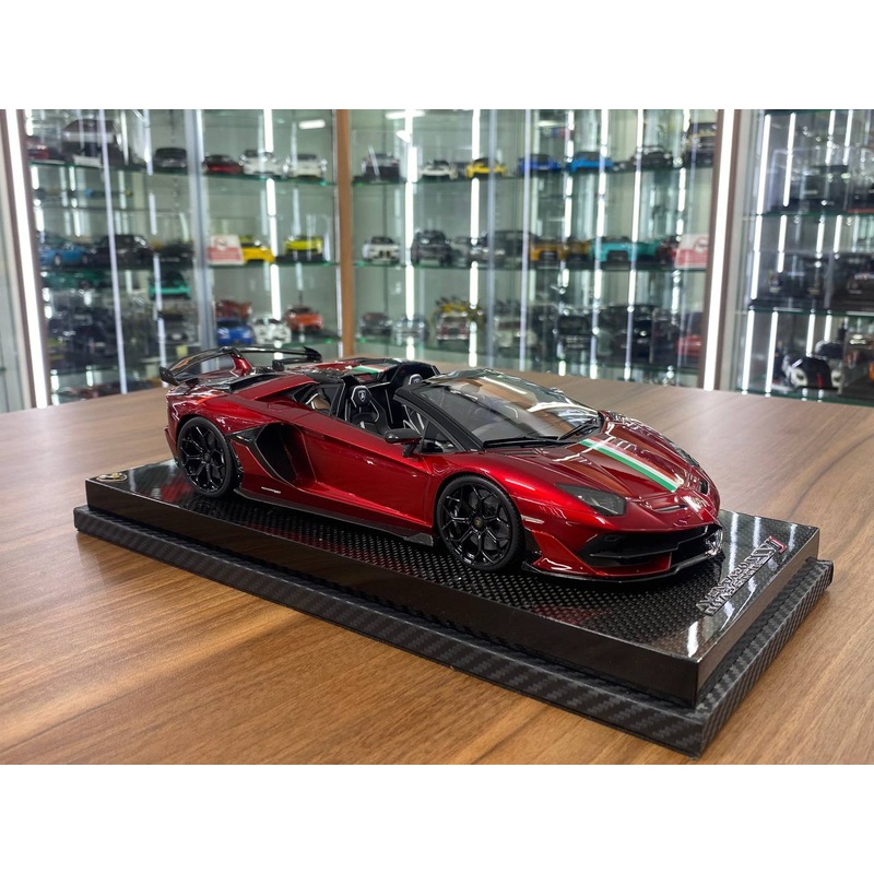 1/18 resin MR Collection Lamborghini Aventador Roadster SVJ Red / Italy flag Limited- 1 of 1
