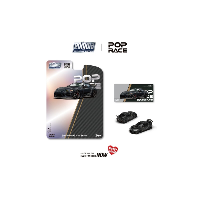 [ETA:  Feb 2026 ] Enigma x Pop Race 1/64 GR Supra A90 DarwinPRO 66G NWB - Midnight Black Color - Blister Card Version