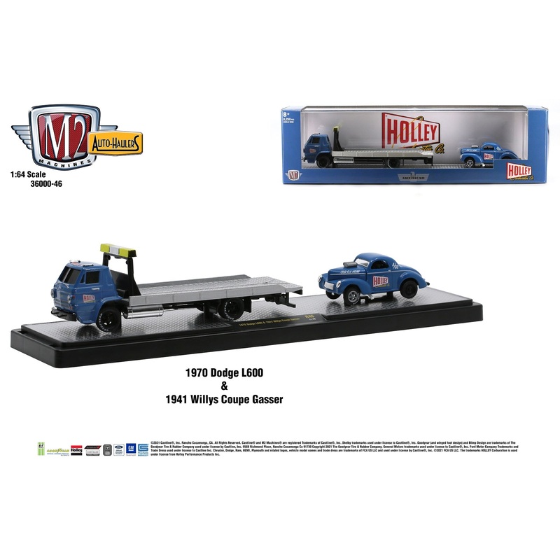 M2 1:64 Auto-Haulers R46 - 1970 Dodge L600 & 1941 Willys Coupe GASSER - HOLLEY