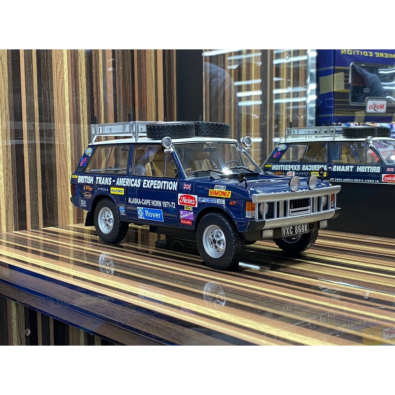 1/18 Diecast Land Rover Range Rover The British Trans-Americas Expedition 1971-1972 Blue Almost Real