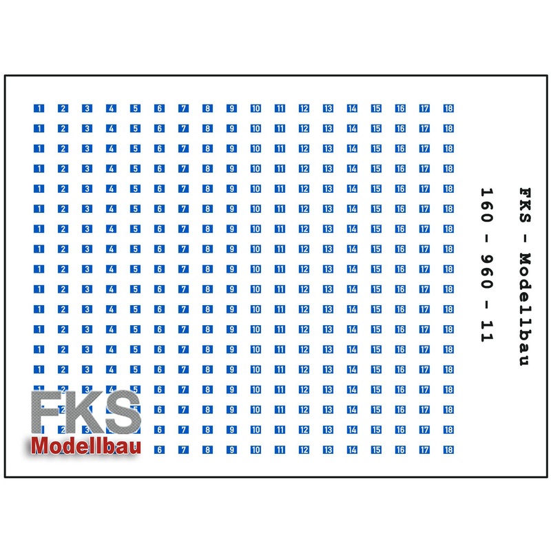 Decal sheet house numbers blue and white