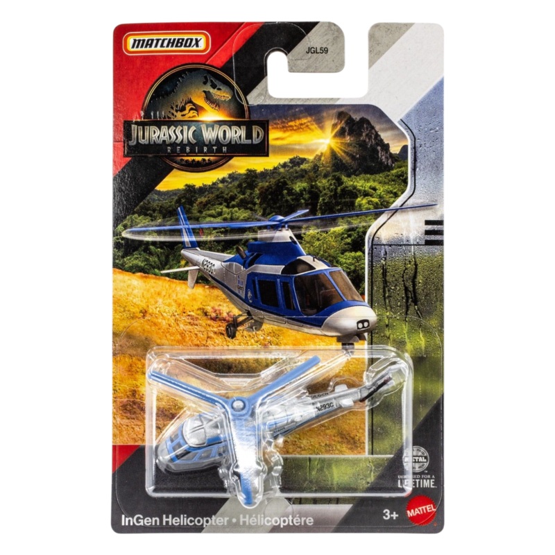 Matchbox Jurassic World Rebirth InGen Helicopter Imported Mainline Card Art 1:64 Scale
