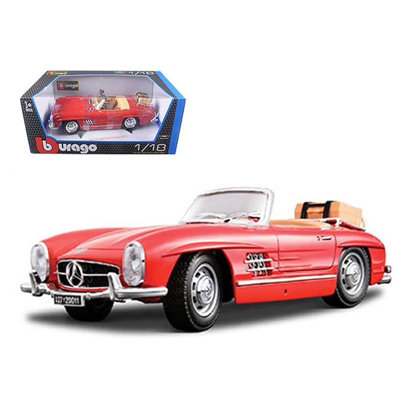 1/18 Diecast 1957 Mercedes 300SL Touring Convertible Red Bburago Scale Model Car