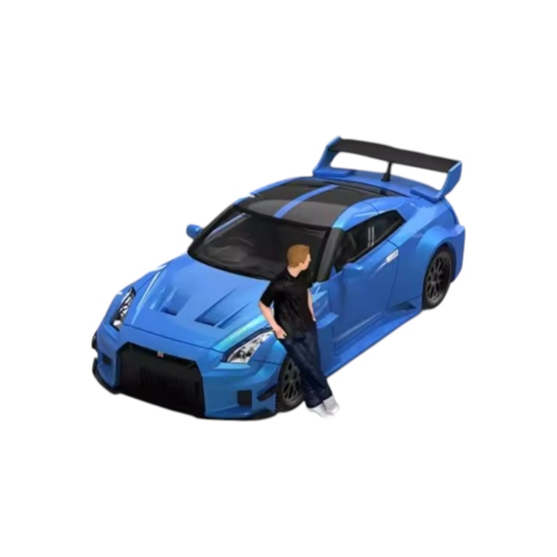 Mini Station Fast and Furious Nissan GTR R35 1:64 Scale (With Acrylic Case and Action Figure)