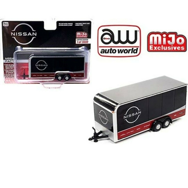 AW 1:64 MiJo Exclusives Enclosed Trailer Advan Nissan 3600 BK