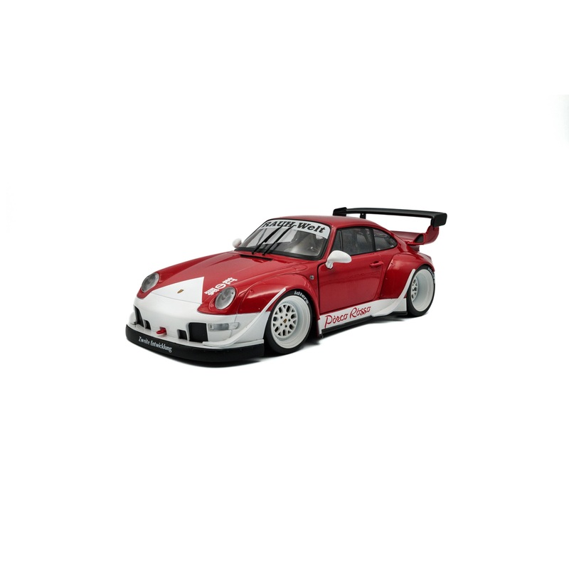 Solido 2020 Porsche 911 993 RWB Bodykit Porco Red and White 1:18