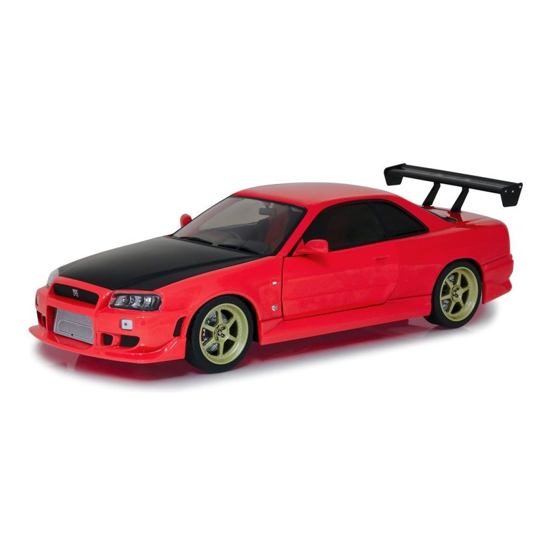 Greenlight 1999 Nissan Skyline GT-R (R34) Red w/ Black Hood & LED Ground Effects 1:18