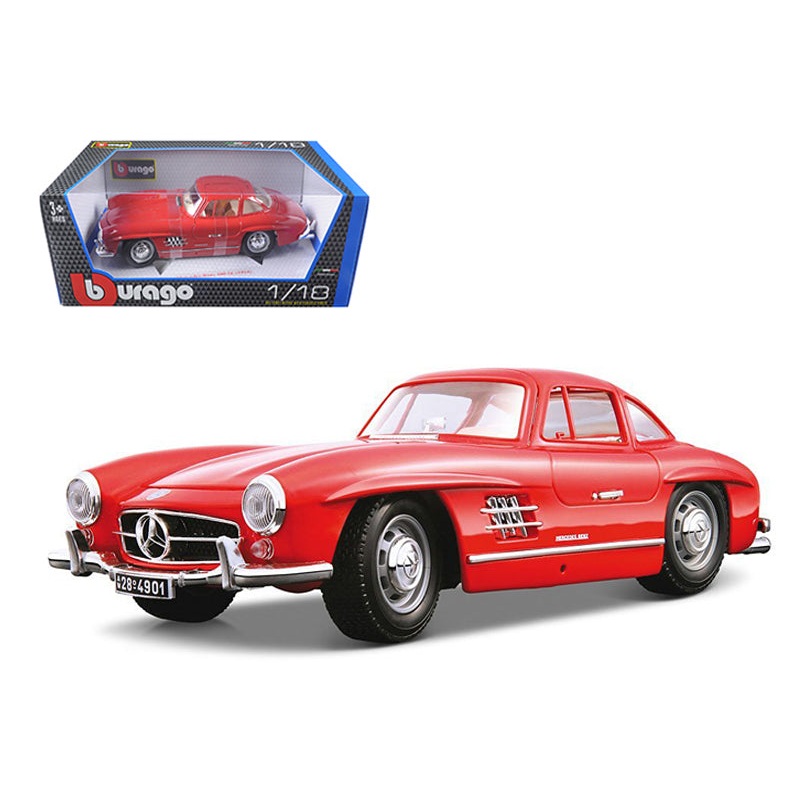 1/18 Diecast 1954 Mercedes Benz 300SL Gullwing Red Bburago Scale  Model Car