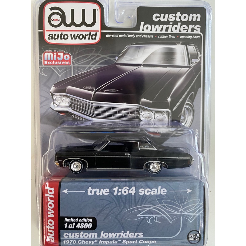 Auto World 1:64 Mijo Exclusive Custom Lowriders  1970 Chevy Impala C. Black Limited Edition 4,800 Pcs