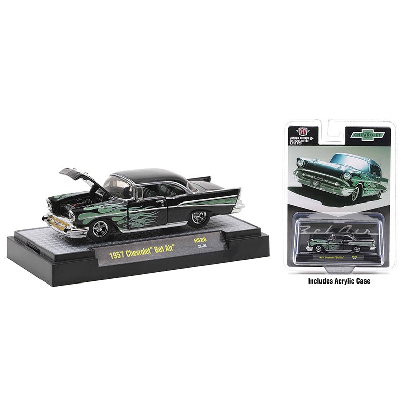 M2 Machines 1/64 Hobby Exclusive Chevy 1957 Bel Air with Green Flames
