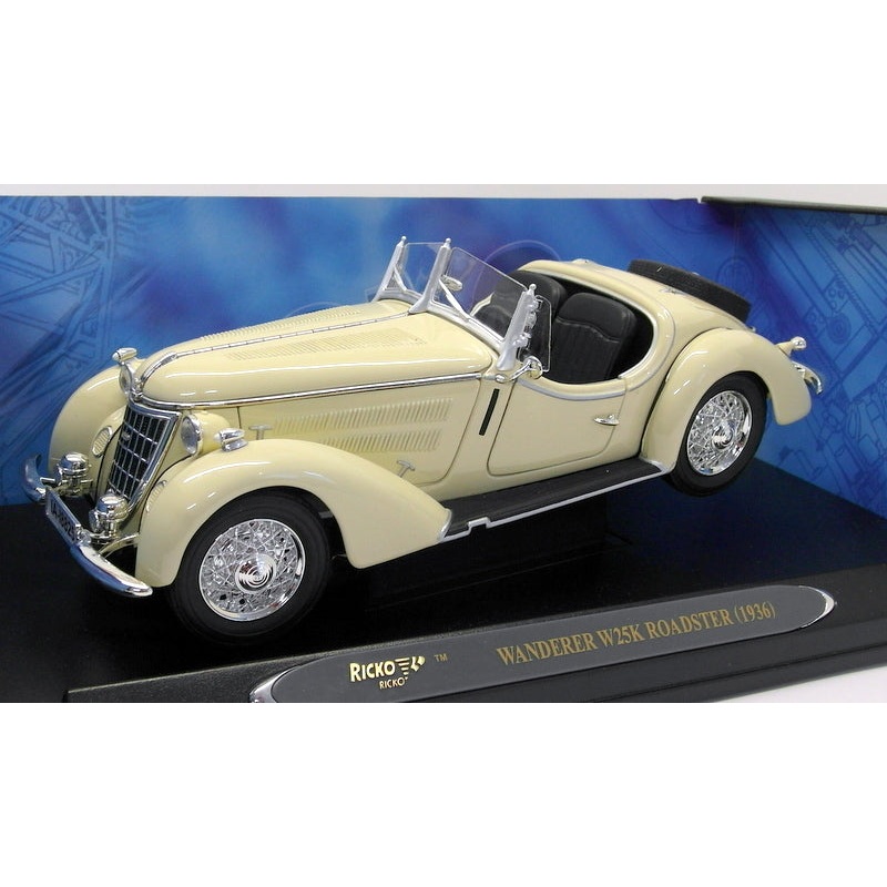 Ricko 1/18 Scale Diecast - 32108 Wanderer W25K Roadster 1936 Cream
