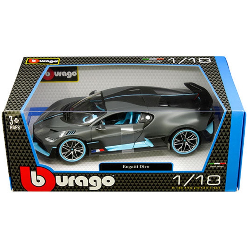 Bburago Bugatti Divo Matte Grey w/ Blue 1:18