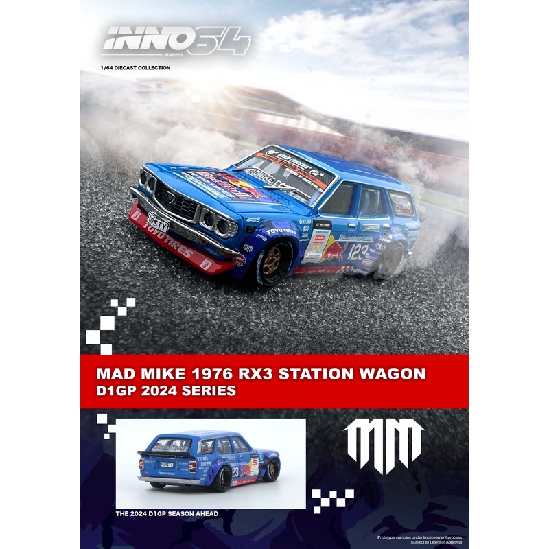 Inno64 1/64 MAD MIKE 1976 MAZDA RX3 Station Wagon D1GP Series 2024