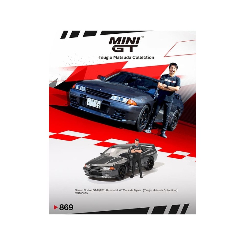 [ETA:  Jun 2025 ] Mini GT 1/64 Nissan Skyline GT-R (R32) Nismo Gunmetal w/ Matsuda Figure  Tsugio Matsuda Collection