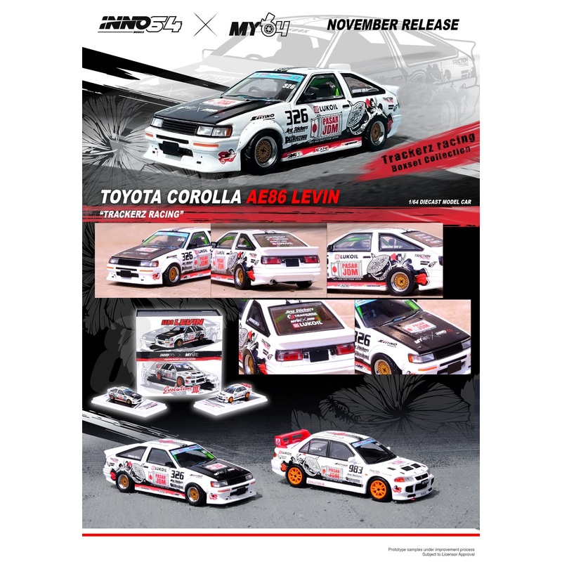 Inno64 1/64 TOYOTA COROLLA AE86 Levin TRACKERZ RACING