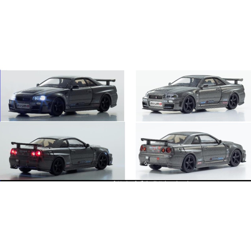 Kyosho 1/64 NISSAN SKYLINE GT-R with LED Gray (NISMO BNR34 CRS Version)