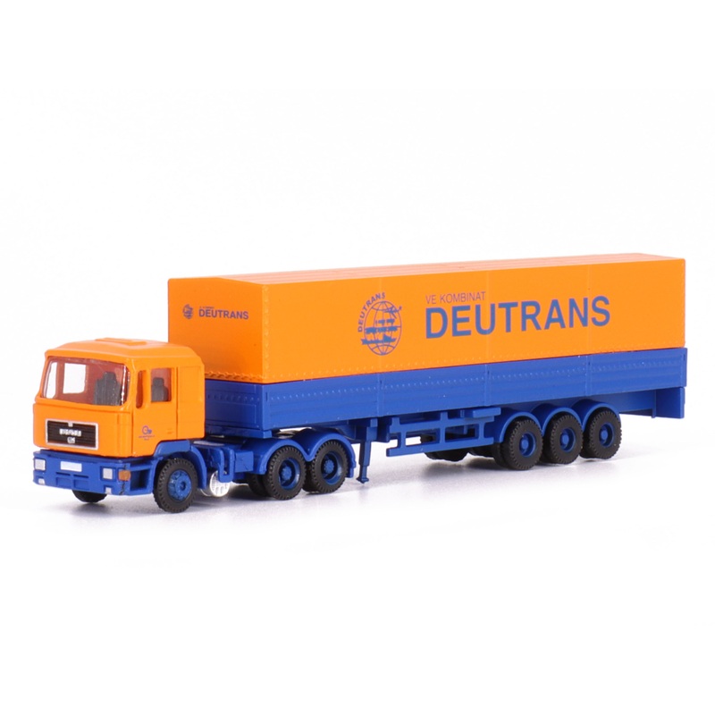 Truck MAN F90 tarpaulin semitrailer Deutrans