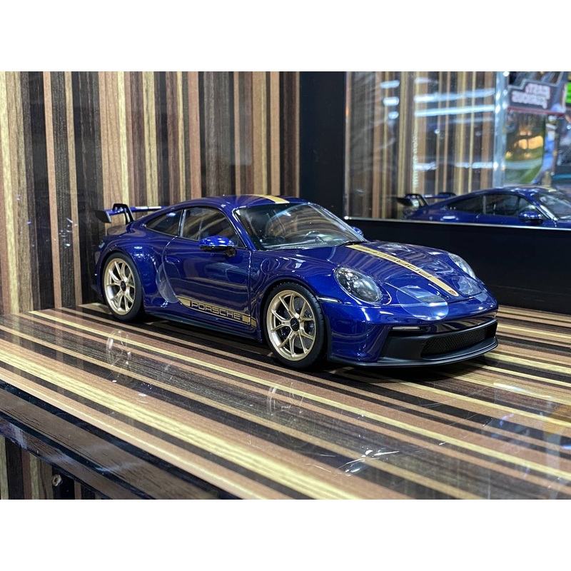 1/18 Resin Porsche 911 GT3 2021 Blue Metallic by Norev Scale Model Car