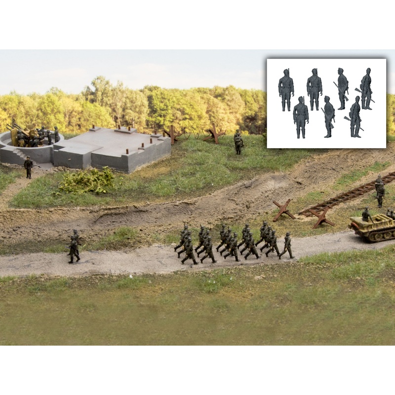 Figures soldiers Wehrmacht standing 7x 