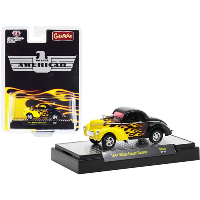 M2 1:64 Hobby Exclusive 1941 Willy's Gasser Black w/ Flames Limited Edition