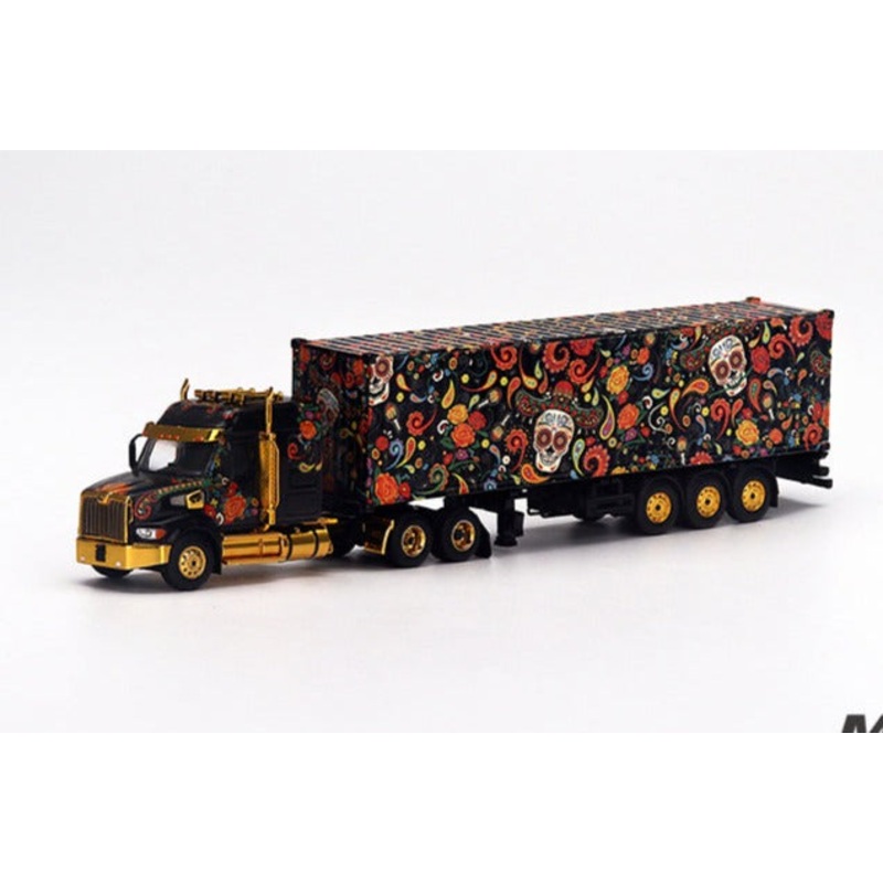 Mini GT 1/64 Mijo Exclusive Western Star 49X w/ 40 Ft Container - Dia De Los Muertos
