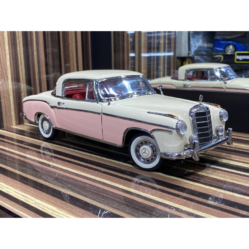 1/18 Diecast Mercedes-Benz 220SE Coupe (W128) Beige & Pink Norev Scale Model Car