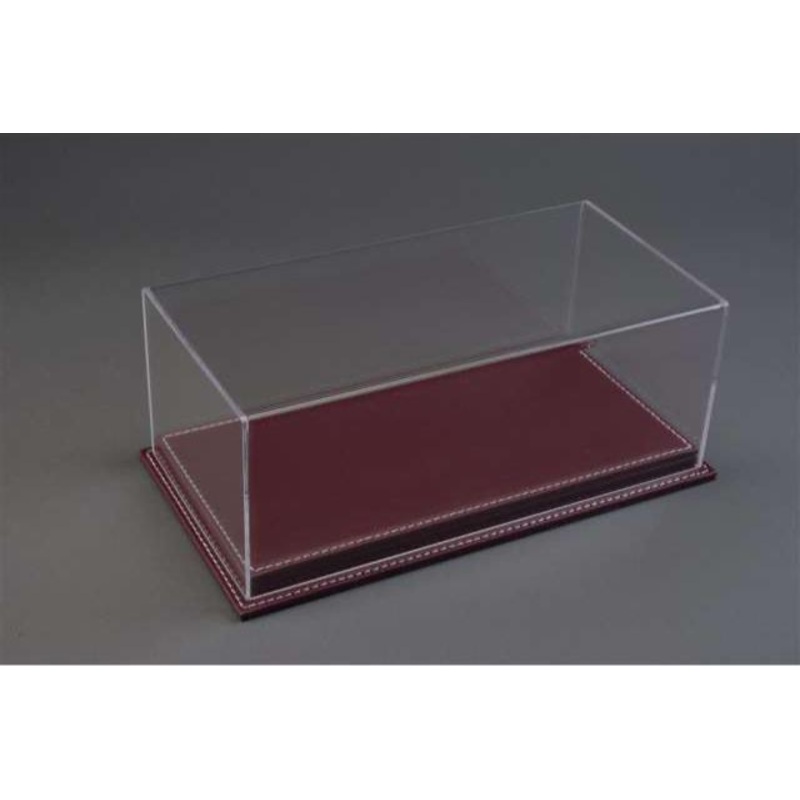 Atlantic Case Mulhouse Premium Acrylic Display Case w/ Burgundy Leather Base w/ White Stitching 1:18